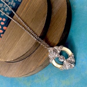 Lia Sophia mother of pearl and rhinestone pendant necklace
